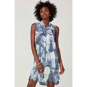 True Religion Georgia Chambray Button Down Dress Women's Blue White Small Petite